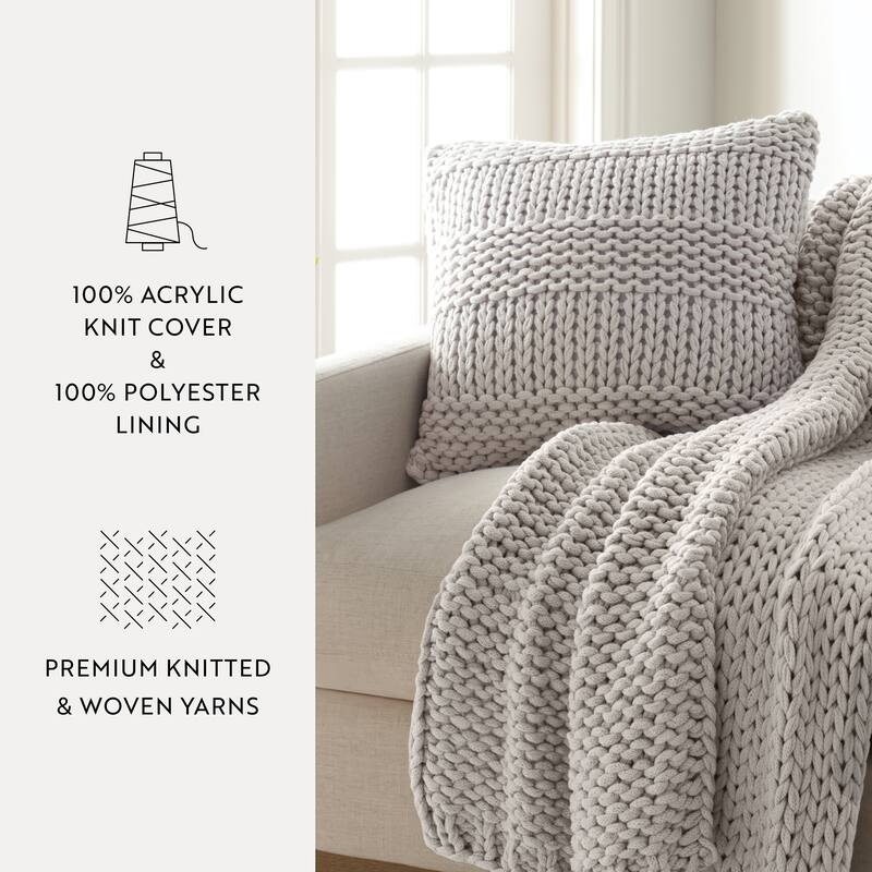 Cozy Chunky Knit Acrylic Decor Throw Pillow