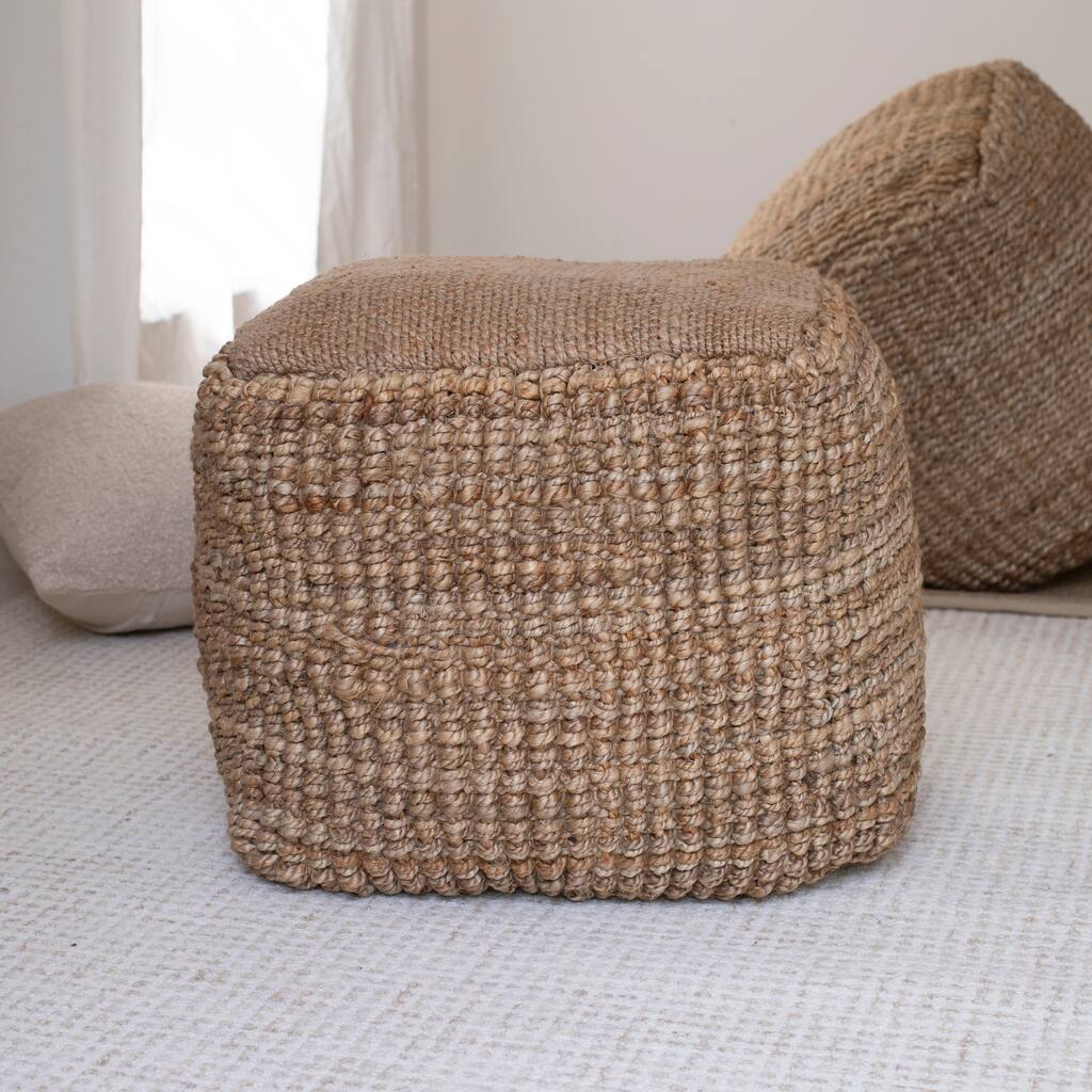 Sevita Natural Farmhouse Solid Hand-Made Pouf