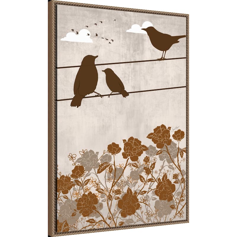 3 Birds Brown by Jemma Morris Framed Canvas Wall Art