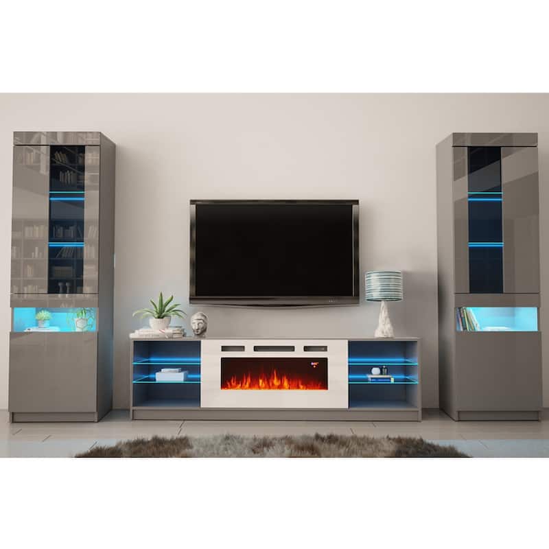 Boston WH01 Electric Fireplace Modern Wall Unit Entertainment Center