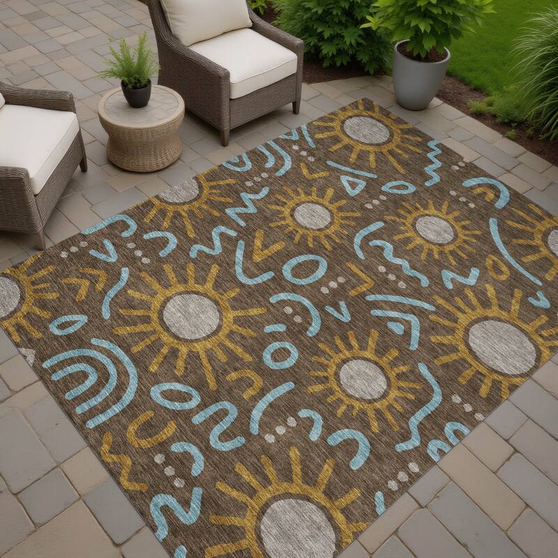 Machine Washable Indoor/ Outdoor Modern Sol Chantille Rug