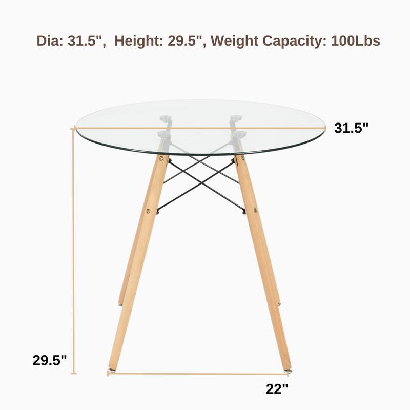 HomyLin 31.5" Round Dining Table Mid-Century Modern Coffee Table