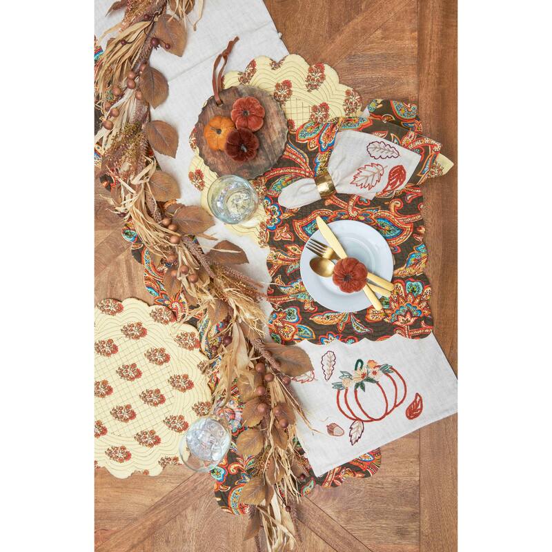20" Dorothy Autumn Brown Cotton Napkins Set of 6 - Quilted Paisley