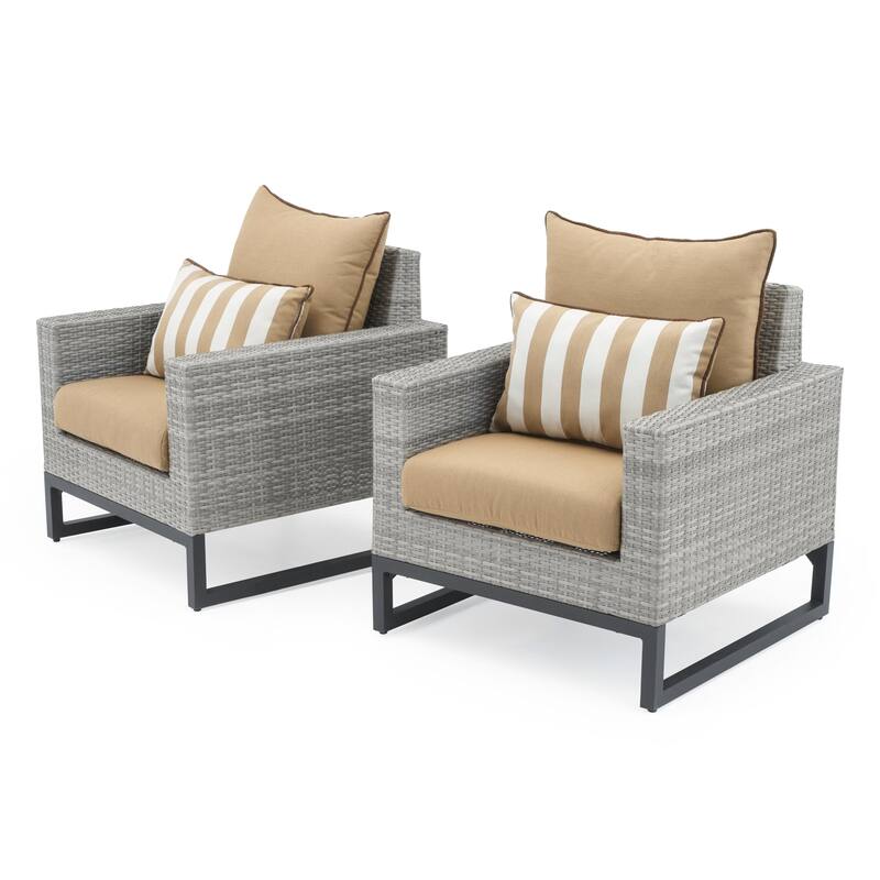 Milo Grey 2 Piece Sunbrella Outdoor Patio Club Chairs