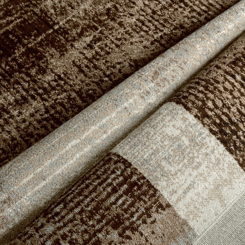 Everwash Treasure Creed Modern Geometric Machine Washable Area Rug, Brown/Beige