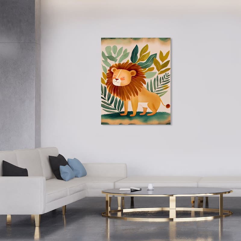Wynwood Studio Canvas Animals Lion Jungle Brown and Modern & Contemporary Wall Art Canvas Print - Brown, Green - 36 x 30
