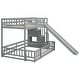 preview thumbnail 36 of 38, Twin Over Full Size Floor Bunk Bed with Slide and Safety Guardrails, Wooden Bunk Bedframe with Storage Staircase and Fence