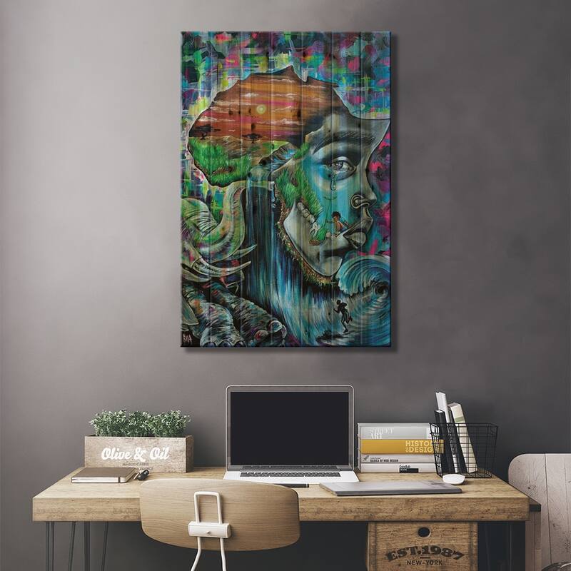 Our History Print On Wood by Artist Ria - Multi-Color