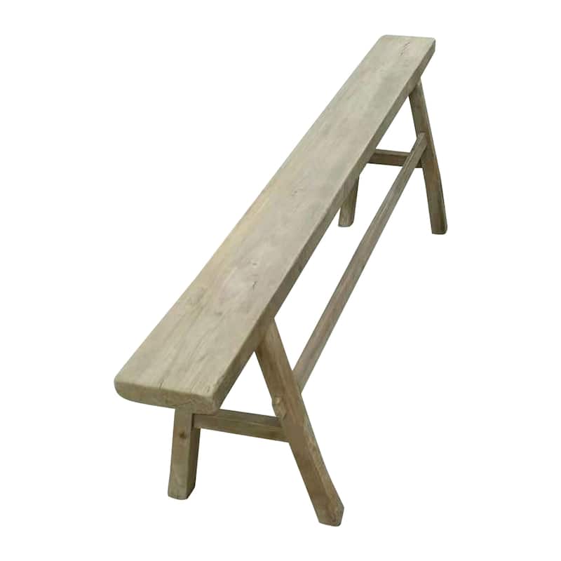 Artissance Wide Rectangle Weathered Natural Wood Vintage Country Board Bench, Indoor Outdoor Furniture (Size & Finish Vary)