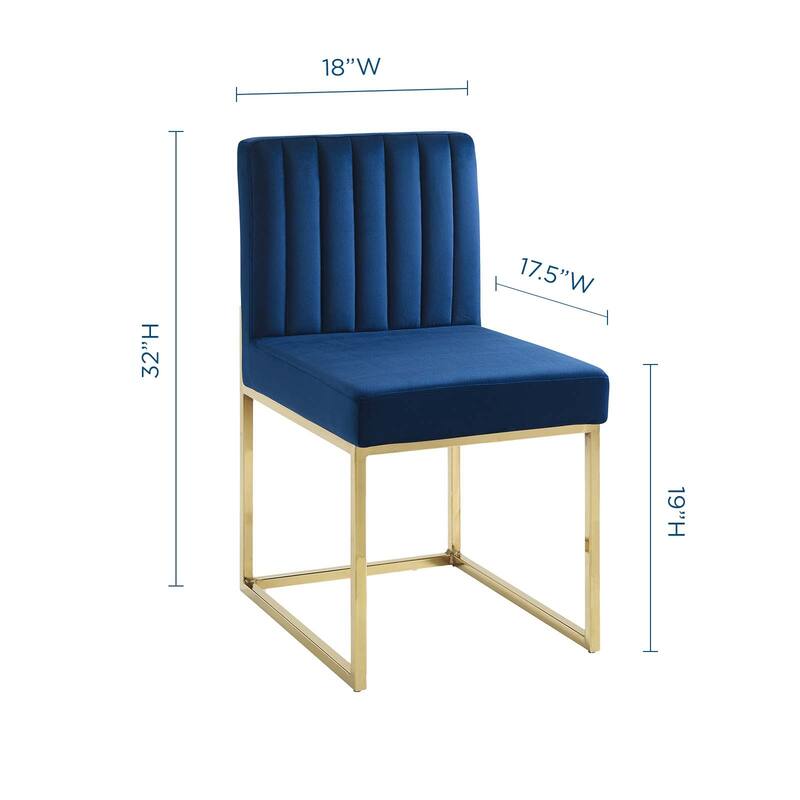 Silver Orchid Haussermann Channel Tufted Sled Base Velvet Dining Chair