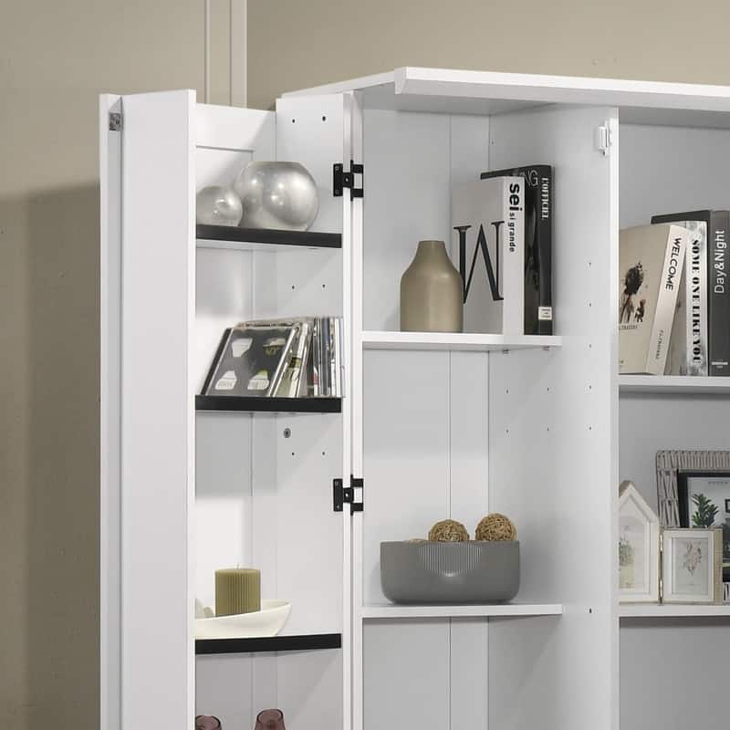 Lincoln White Storage Cabinet with Swing-Out Storage Door