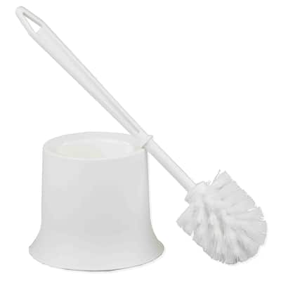 Home Basics White Plastic Toilet Brush Holder