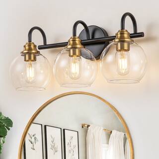 Starsky 3-Lights 20in. Dimmable Bathroom Vanity Light with Glass Globe Shade