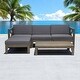 preview thumbnail 21 of 25, 2-Piece Acacia Wood Outdoor Sectional Sofa Set with Water-Resistant Cushions, Ottoman, and Coffee Table - Patio Furniture set