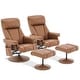 preview thumbnail 11 of 9, MCombo Set of 2 Swivel Recliner with Ottoman, Reclining Chair with Massage, Faux Leather Lounge Chair
