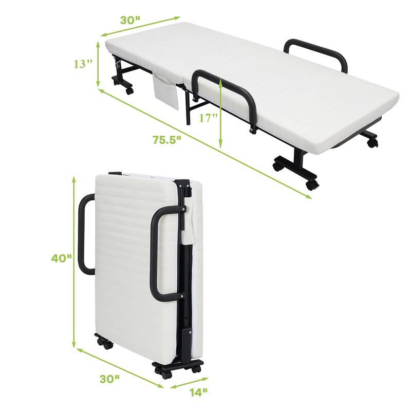 Costway Folding Bed Adjustable Guest Single Bed Twin Mattress Portable - See Details