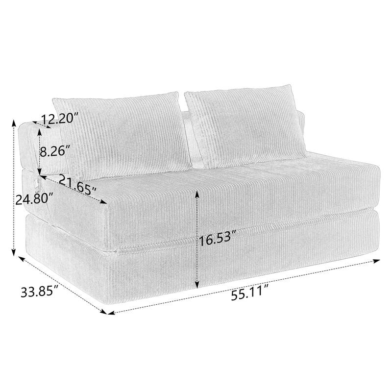Rossetta Contemporary Square Space-Adaptive Foldable Design Corduroy Lasting Comfort Sofa, Easy to Assembly and Store