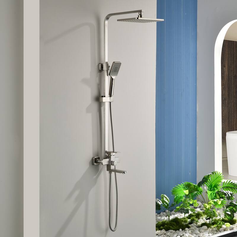46"H 3-Function Stainless Steel Wall-Mounted Shower System