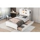 preview thumbnail 35 of 57, Bookcase Bed Twin Size Platform Bed Frame Solid Wood Storage Bed with LED Light Strip and Headboard(Trundle or Drawers Choose)
