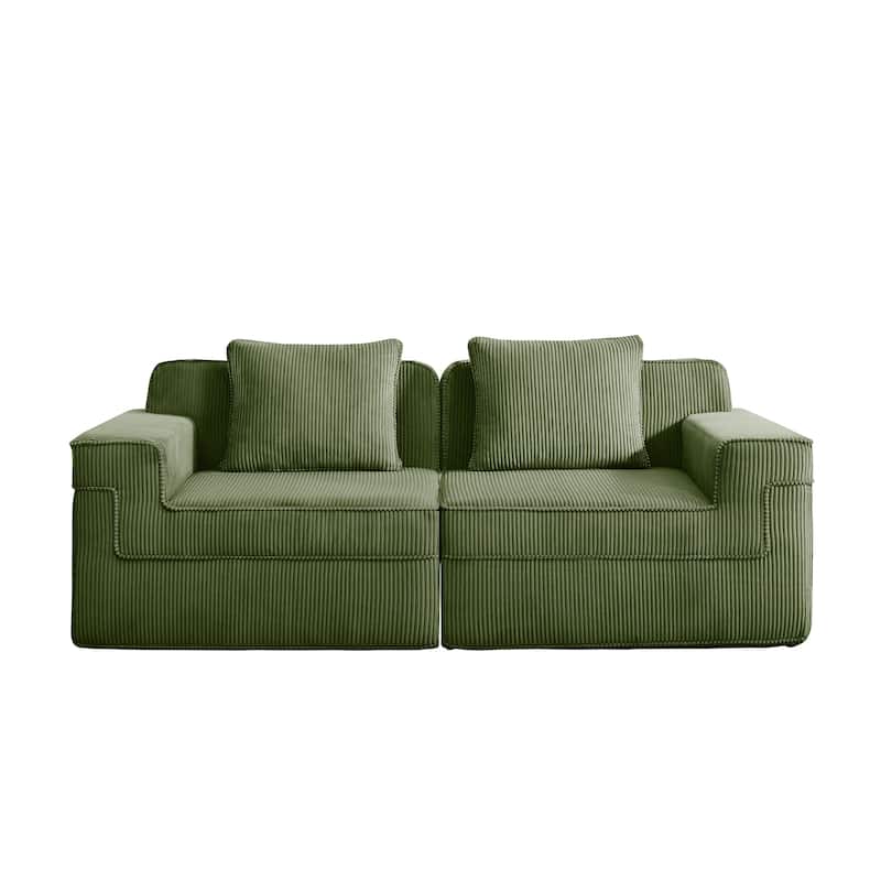 2-Seater Loveseat Boneless Sofa Couch with Deep Seat, Comfortable Modular Sofa Couch with Throw Pillows