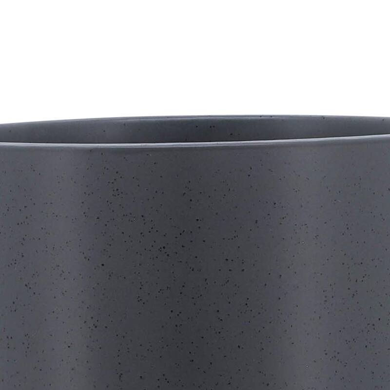 8" Ceramic Planter with Wooden Stand, Matte Grey