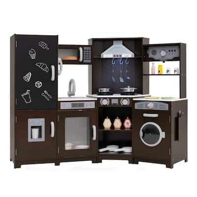 MDF Kids Corner Play Kitchen with Lights, Sounds and Ice Maker - 52" × 18.5" × 36"