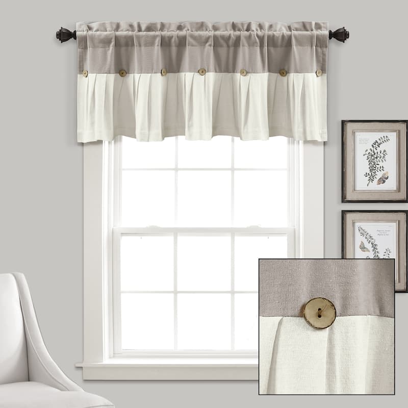 Lush Decor Linen Button Window Curtain Valance