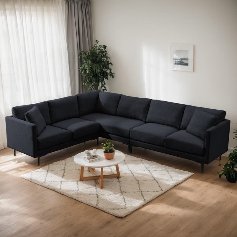 Mixoy Modular Sectional Sofa,Linen Fabric L-Shaped Couch,Corner Couches and Sofas for Living Room - Dark Grey - Left Facing