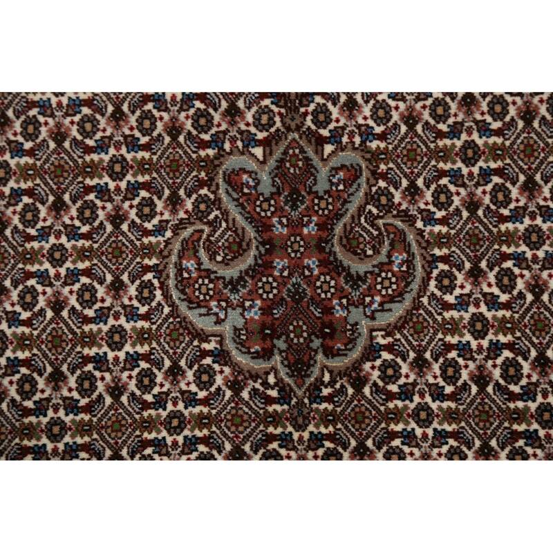 Wool/ Silk Vegetable Dye Tabriz Mahi Persian Area Rug Handmade Carpet - 5'0" x 6'9"