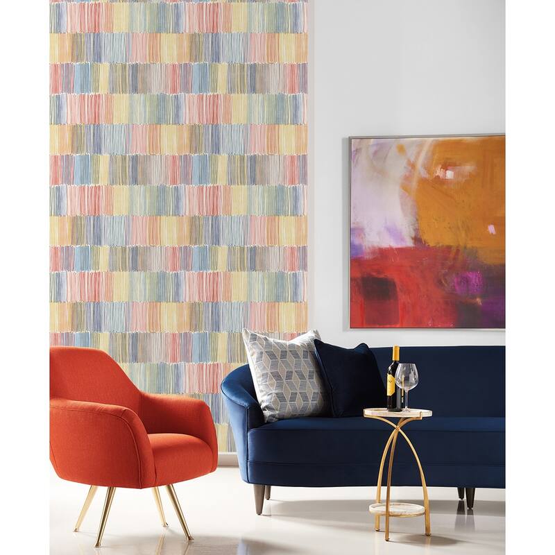 Lillian August Arielle Abstract Stripe Embossed Vinyl Unpasted Wallpaper