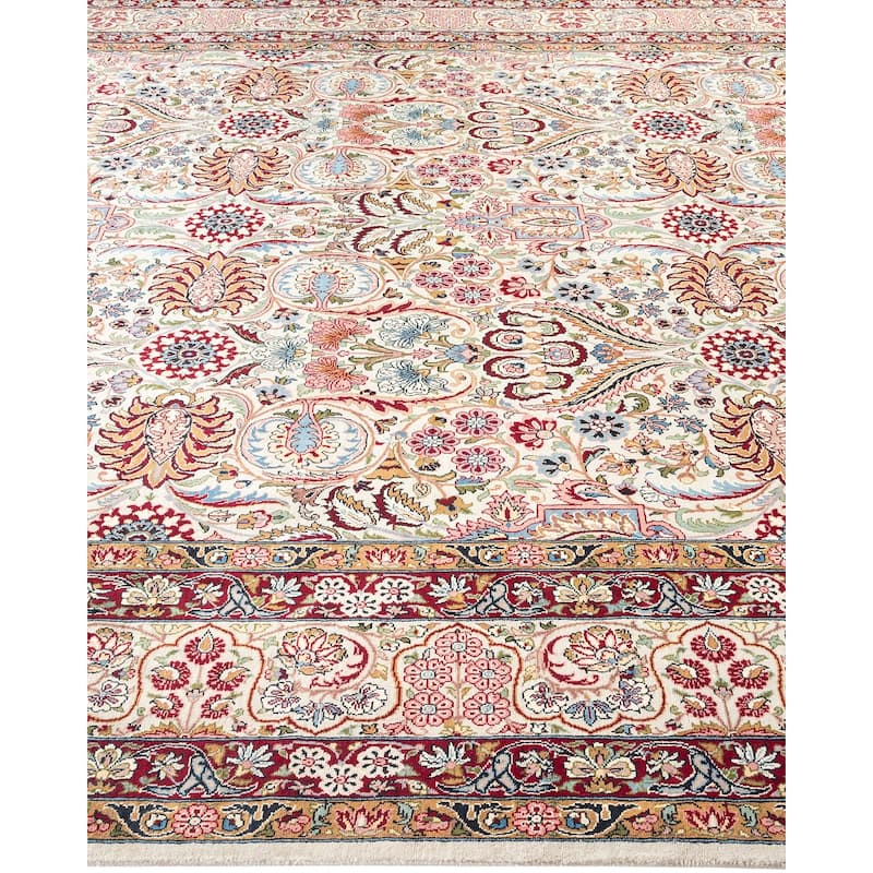 Overton Hand Knotted Wool Vintage Inspired Traditional Mogul Ivory Area Rug - 8'0" x 10'9"