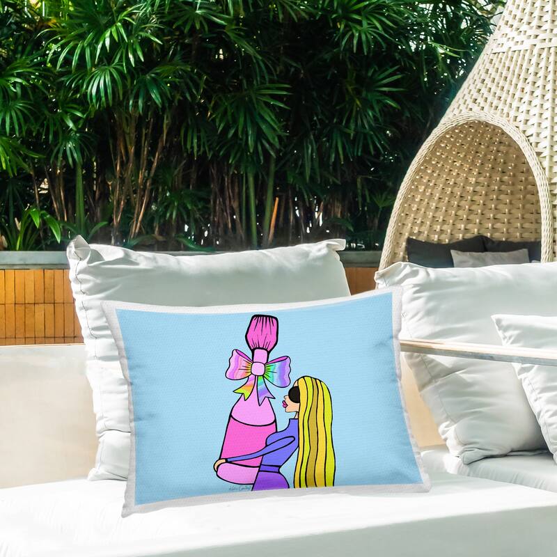 Stupell Bold Fashionista with Wine Bottle Printed Outdoor Throw Pillow Design by Katie Conley