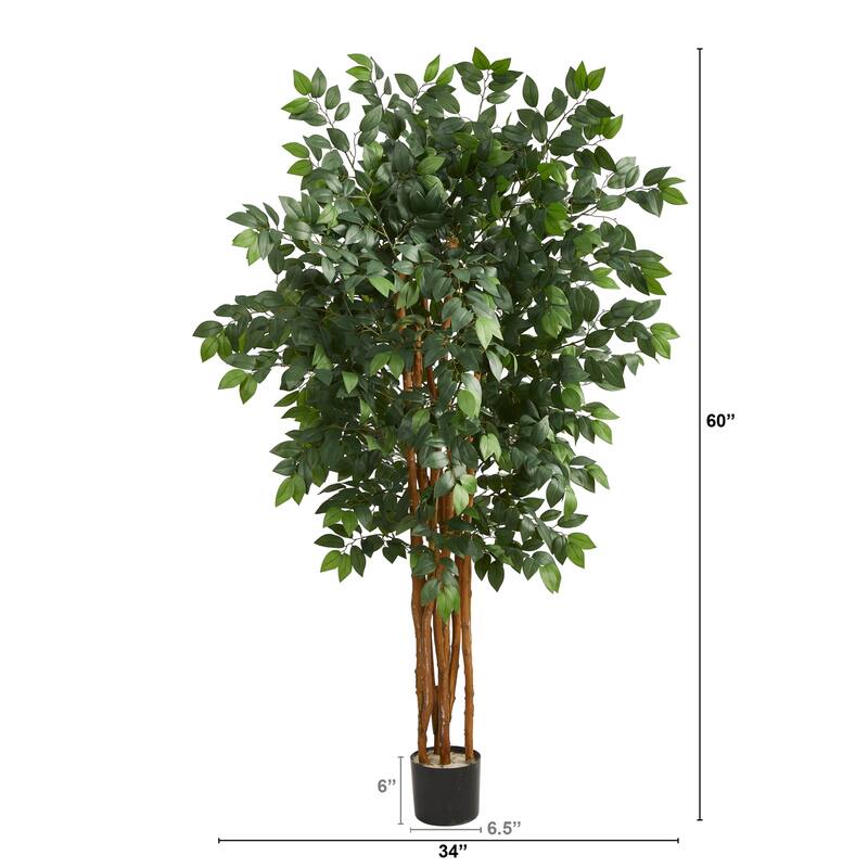 Artificial Tropical Tree 5ft - Indoor Floor Plant with Bendable Branches - Home Office Living Room Decor