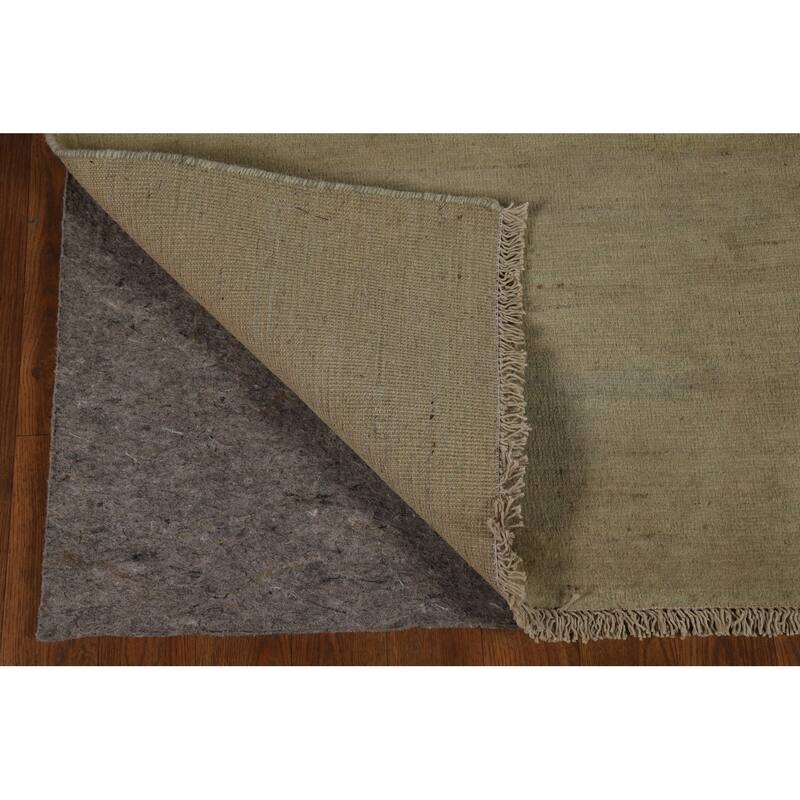 Gabbeh Oriental Rug Handmade Solid Green Wool Carpet - 5'0" x 6'6"