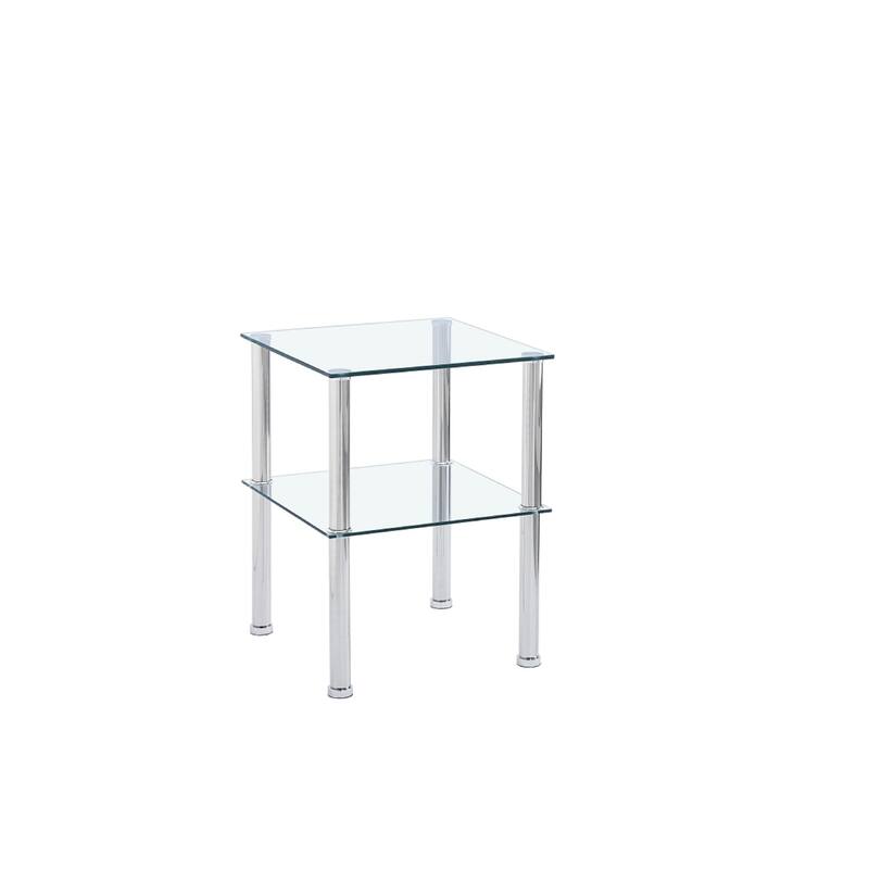 Modern 2-Piece Clear Side Table Set – 2-Tier Storage End Tables for Living Room‌