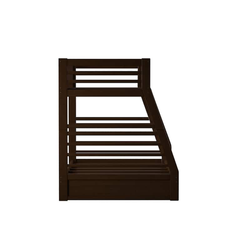 Twin over Full Solid Wood Bunk Bed with Ladder for Kids, Boys and Girls, Bedroom