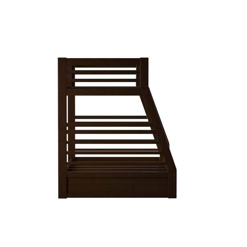 Twin over Full Solid Wood Bunk Bed with Ladder