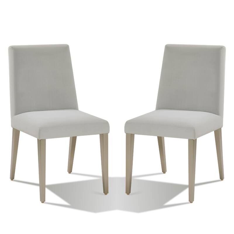 Hal 18 Inch Parson Dining Chair, Fabric Upholstered, Set of 2, Smoke Gray
