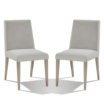 Hal 18 Inch Parson Dining Chair, Fabric Upholstered, Set of 2, Smoke Gray