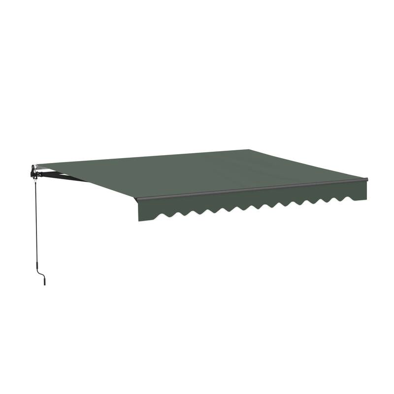 ALEKO Caribbean Manual Retractable Patio Awning - Black Frame - Forest Green - 13 x 10 Feet
