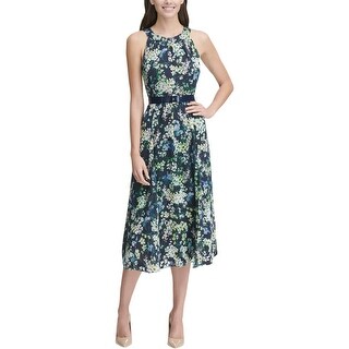 hilfiger chiffon petites midi tommy floral womens dress madeline navy multi