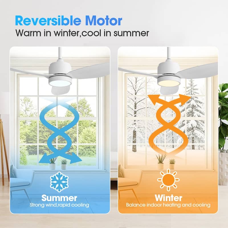 MLiAN 42 in 3 ABS Blades Indoor and Outdoor Ceiling Fan with Integrated LED and Remote Downrod