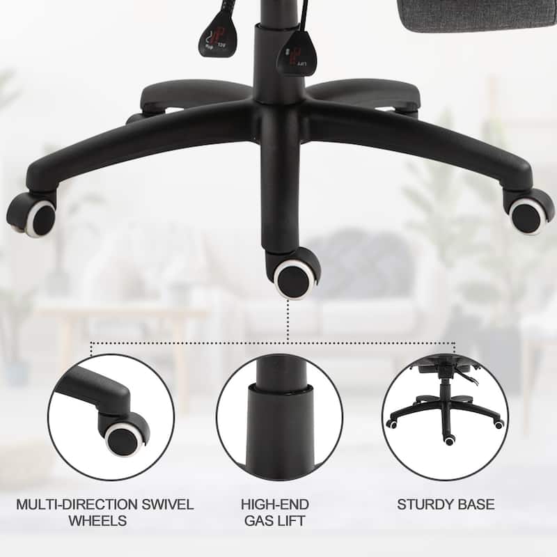 Vinsetto 360-deg Swivel Home Office Chair Adjustable Height Recliner with Retractable Footrest and Double Padding
