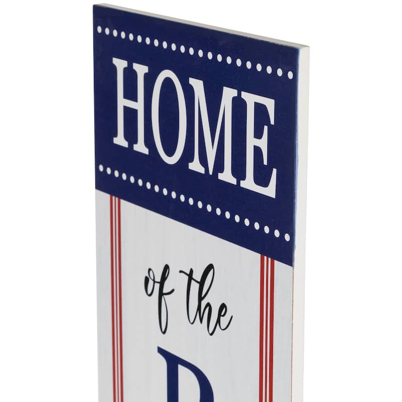 Home of the Brave Patriotic Wooden Wall Sign - 36"