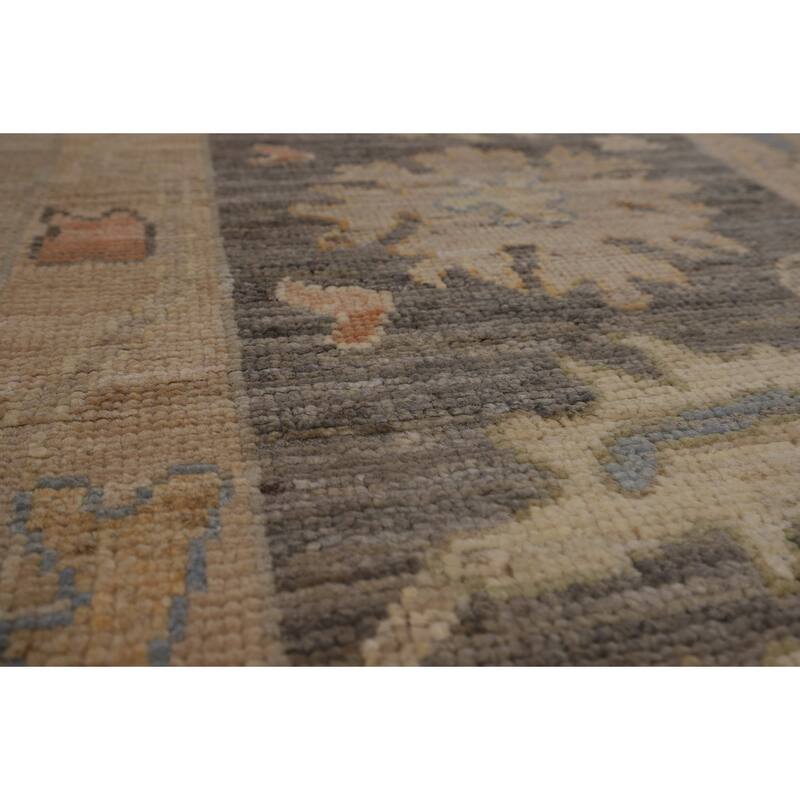 Beige Vegetable Dye Oushak Turkish Area Rug Hand-Knotted Wool Carpet - 9'4"x 11'10"
