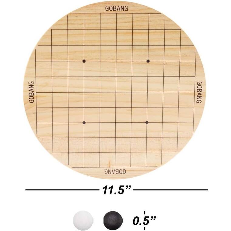 GSE™ 11.5" Wood 2-in-1 Chinese Checkers and Gobang Board Game with Wooden Pegs and Stones