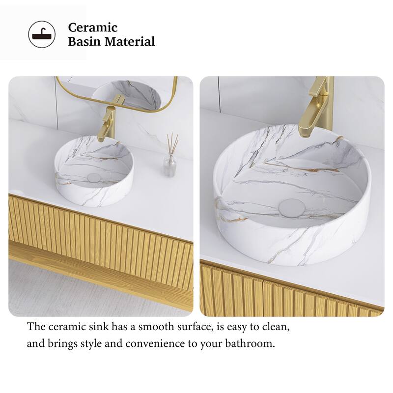 48" Wall-Mounted Bathroom Vanity with Ceramic Sink - 47.64'' x 18.9'' x 20.2''