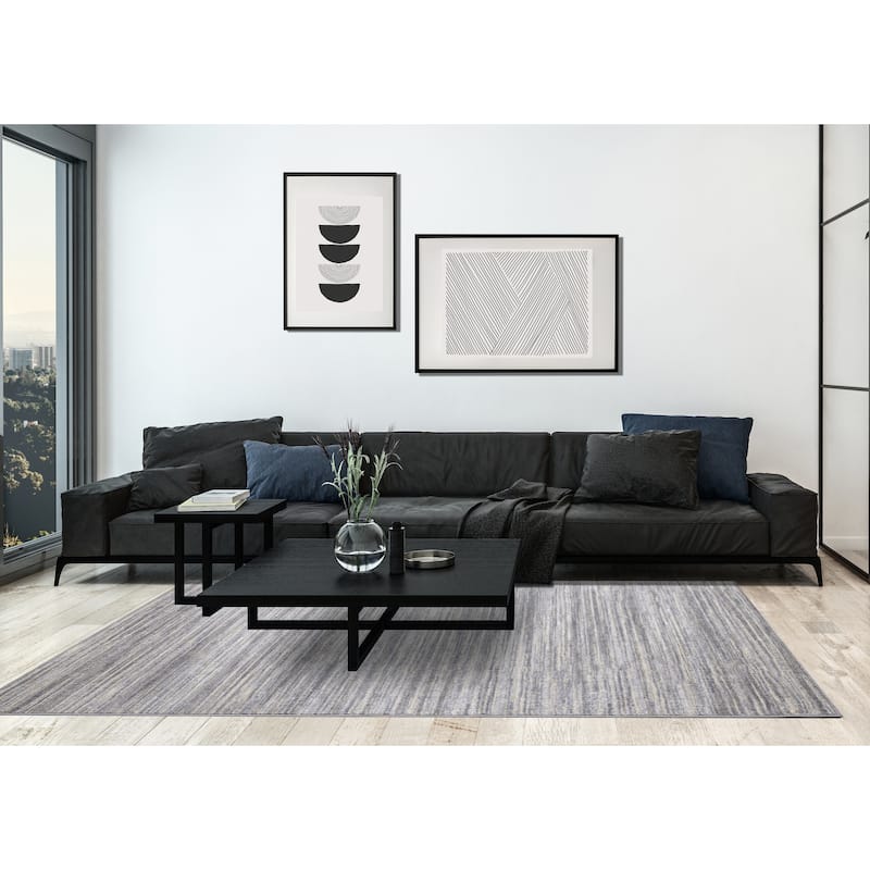 Dayton Collection - Grey/Cream/Beige Banded Rug