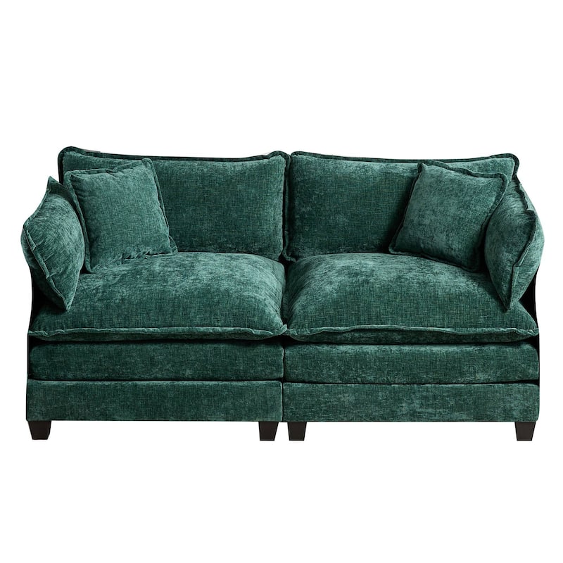 Cloud Sofa two Seats (Armrests are not included), Modern Sectional Couch, Comfy Double Layer Upholstered Seat Cushion - Green