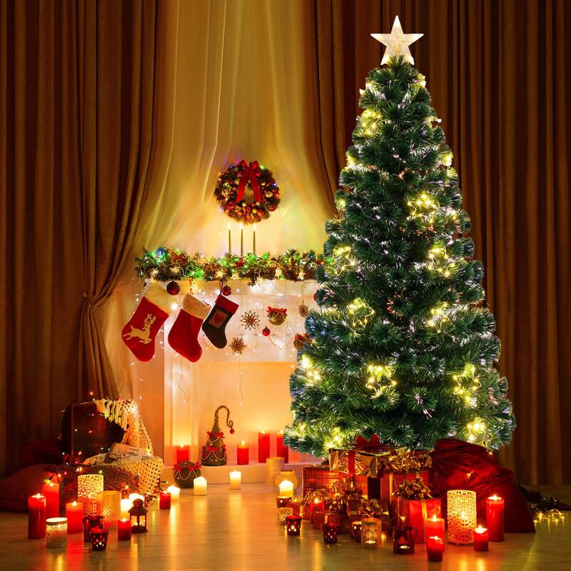 Costway 4/5/6/7 FT Artificial Xmas Tree with 130/170/230/270 Branch